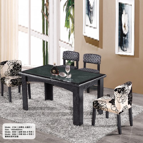 深圳火烧石餐桌椅家具定制 全黑色餐桌价格219#