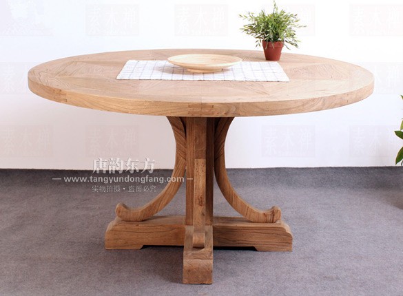 老榆木餐桌圆桌咖啡桌TYCZ-021