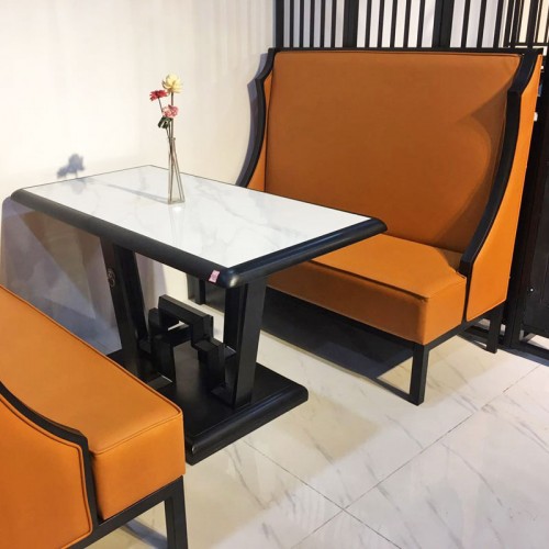 餐厅新中式沙发 易清洁皮质沙发22#
