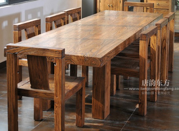 老榆木会议桌长方形餐桌 TYCZ-051
