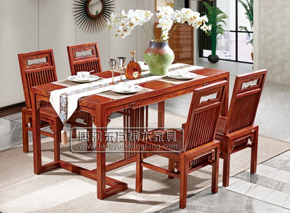 老榆木新中式条纹餐桌椅  TYCZ-055