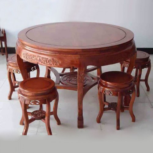 香河中式饭店榆木餐桌 圆形榆木餐桌椅 05#