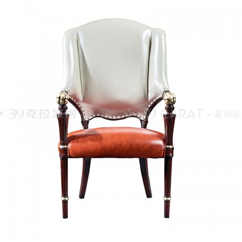 品牌雕花皮质软座餐椅休闲扶手椅06#