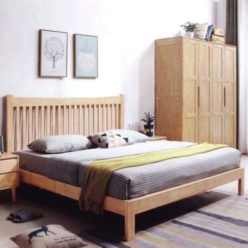 经济型日式卧室家具 1.5米实木双人床 SC03#