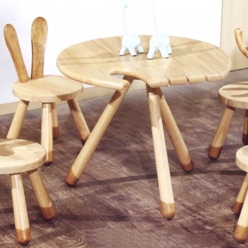 环保实木餐桌 小型儿童餐桌椅组合家具 大象桌#