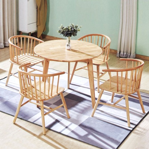 家装日式风格桌椅 全实木休闲餐桌椅 小圆桌#