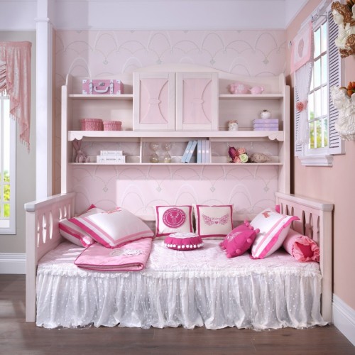 简约儿童柜子床女孩粉色柜子床_TCZ03粉色柜子床