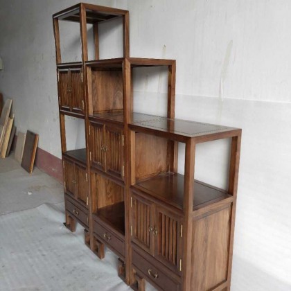 新中式家具，步步高升楼梯柜，老榆木小书架