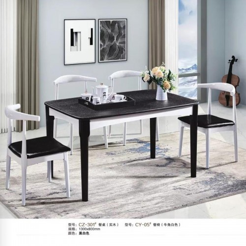 北欧简约餐桌大理石实木餐桌椅组合现代家用CZ-301#
