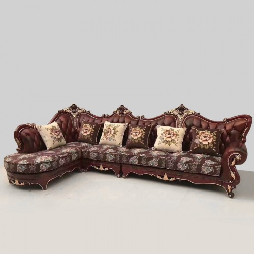 新款欧式L型客厅沙发雕花靠背沙发SF-42#
