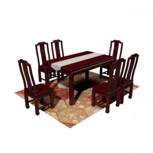 工厂现货新中式红木餐桌椅组合03