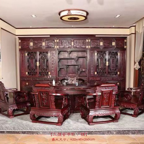 红木雕刻大班台实木老板桌写字台供应商 03