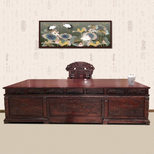 红木书桌办公桌实木中式仿古写字台老板桌 05