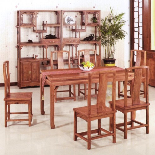 厂家直销仿古中式餐厅餐桌椅组合 霸王餐台#