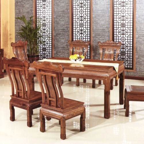 新中式家用餐厅纯实木餐桌椅价格 御祥餐台#