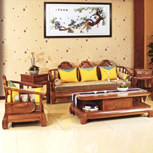 厂家定做新中式古典客厅会客休闲沙发组合 和美新中式沙发#