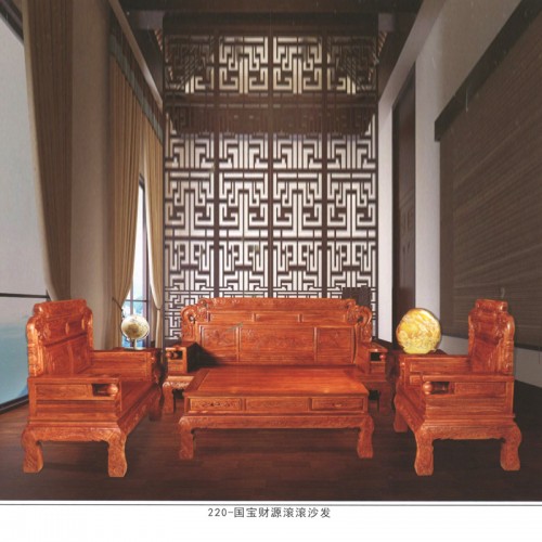 厂家定制复古中式客厅沙发组合 国宝财源滚滚沙发#