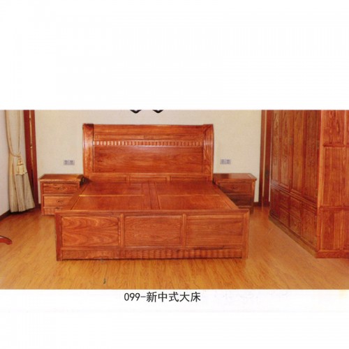 古典卧室简约实木大床双人床批发价 新中式大床#