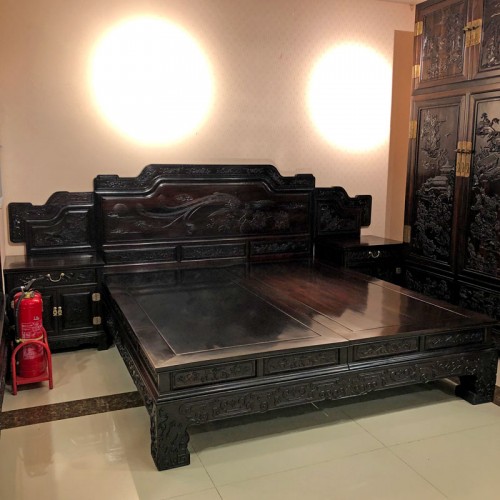 明清中式红木大床雕刻仿古双人床04