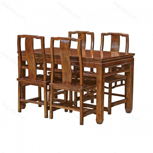 家用餐厅桌椅组合 新中式榆木家具 CZY-07#