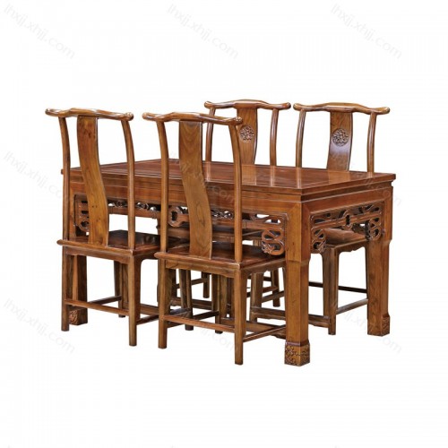 榆木餐厅家具 中式实木餐桌椅 CZY-10#