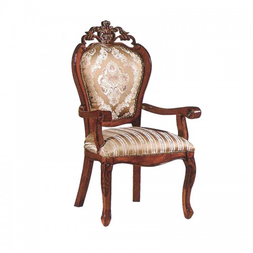 扶手实木餐椅雕花欧式布艺餐椅定制价格C-608#