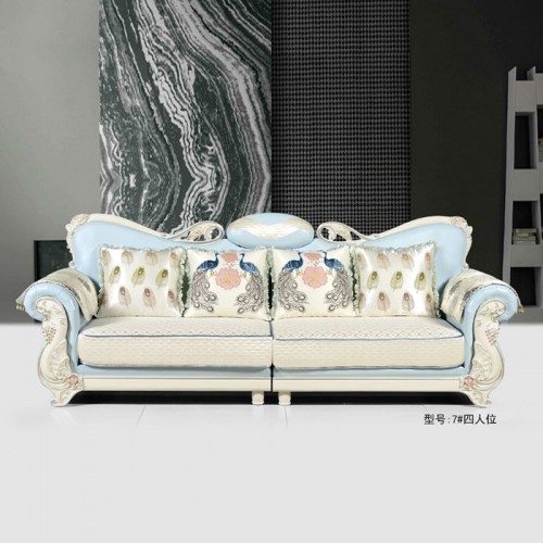 欧式皮布沙发品牌 休闲直排沙发价格 7#