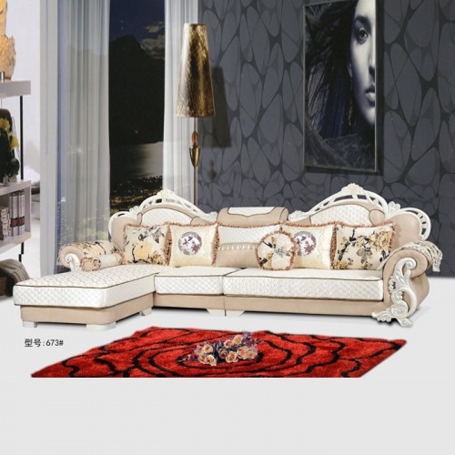 高档欧式沙发品牌  雕花布艺沙发厂家 673#