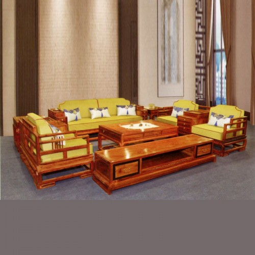 仿古新中式客厅整装软体沙发实木沙发厂家 新中式忆江南沙发#