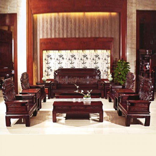 中式酸枝红木古典雕花客厅沙发特价促销  富贵满堂沙发#