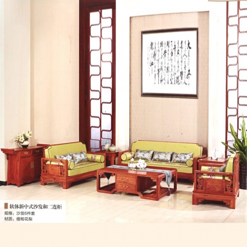 香河软体新中式沙发生产厂家 软体新中式沙发和二连柜#