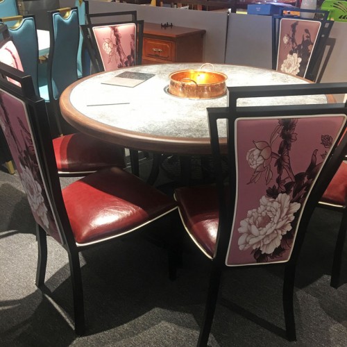 古典新中式酒店火锅圆桌餐椅组合 06