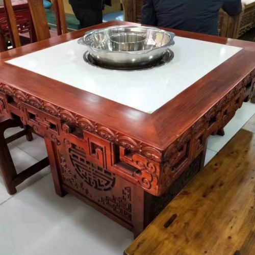 新中式火锅桌电磁炉一体无烟火锅桌34