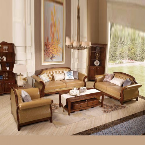 厂家直销客厅皮艺美式沙发组合 L-K-6501