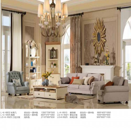 美式布艺沙发品牌厂家  轻奢组合沙发图片LG-K-6923
