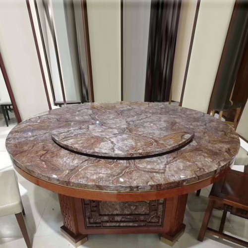现代中式酒店电动餐桌大理石纹圆桌41