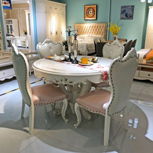 品牌真皮餐椅 欧式雕花餐桌规格尺寸06