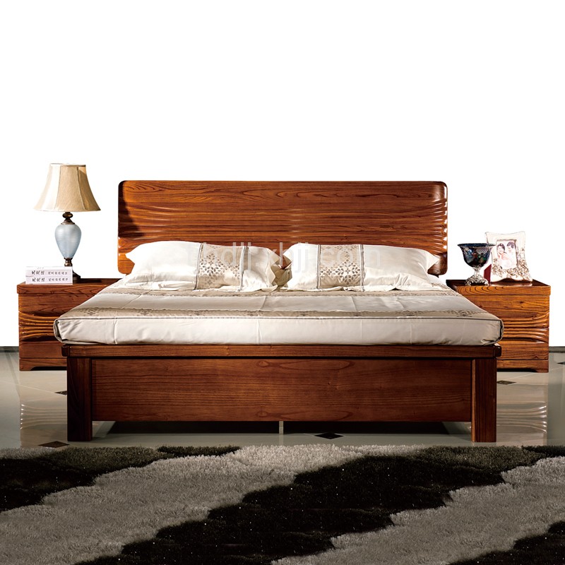 赤金檀木套房主卧实木高箱双人床601