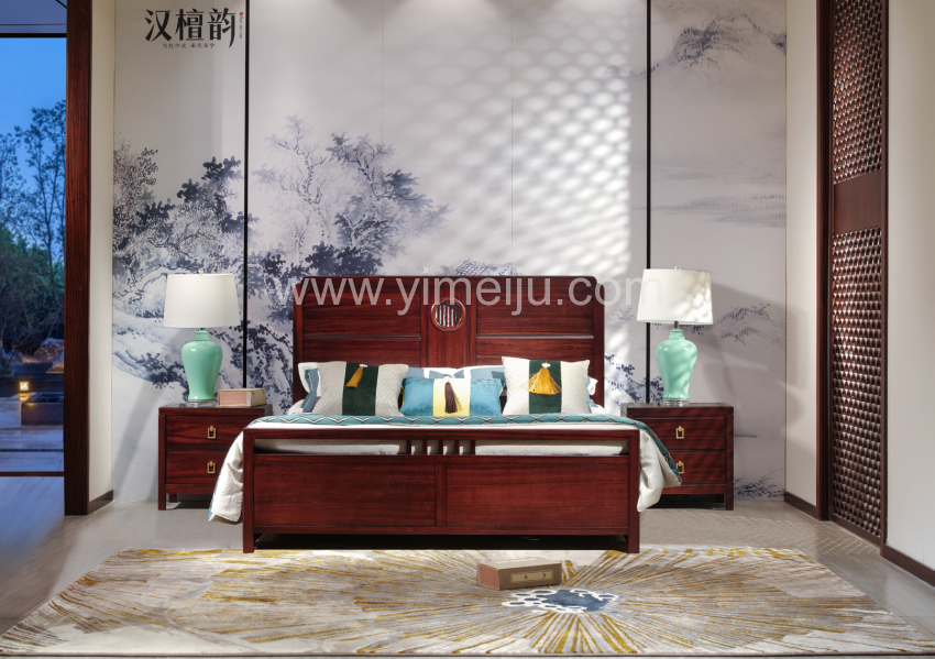 汉檀韵新中式实木家具实木大床9102 床头柜