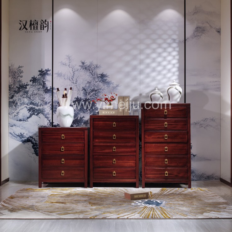 汉檀韵新中式实木家具四斗柜9103五斗柜9102六斗柜9101
