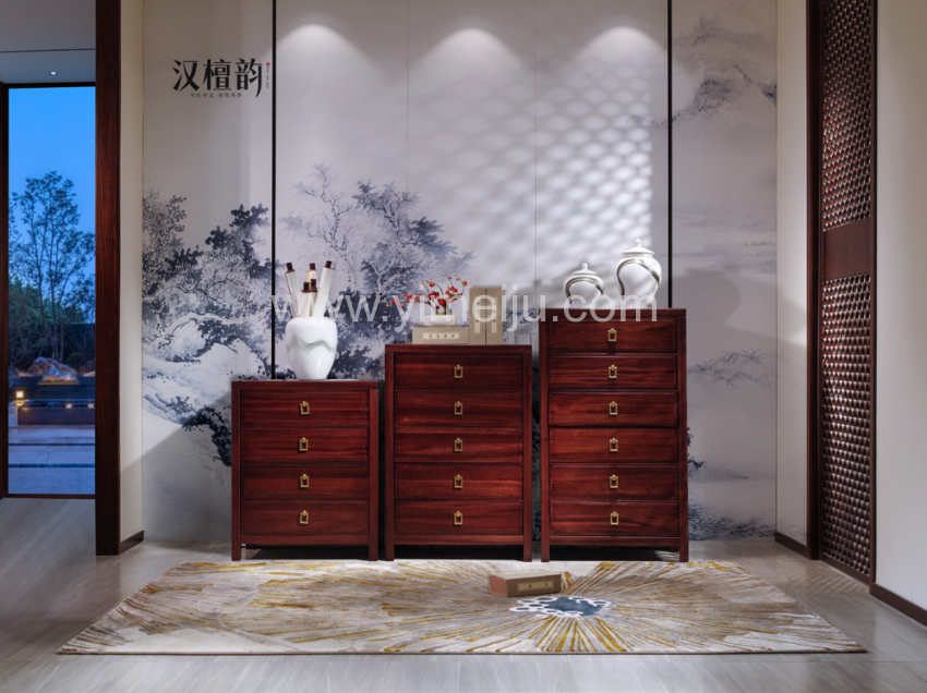 汉檀韵新中式实木家具四斗柜9103五斗柜9102六斗柜9101