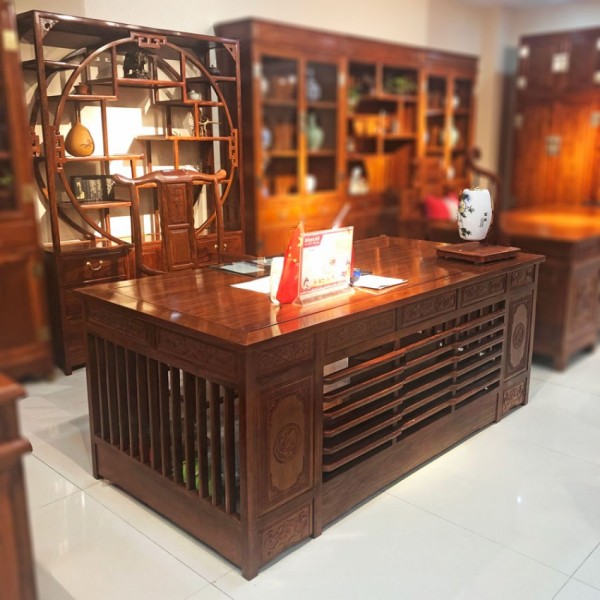 新中式实木办公桌红木书桌书柜采购价格SZ-05