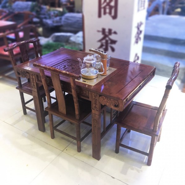 香河紫呈阁小户型红木茶桌 实木茶桌椅组合 CT-23