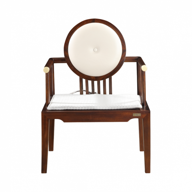 檀意新中式黑檀实木茶室白色皮面茶椅HT-9901-32B