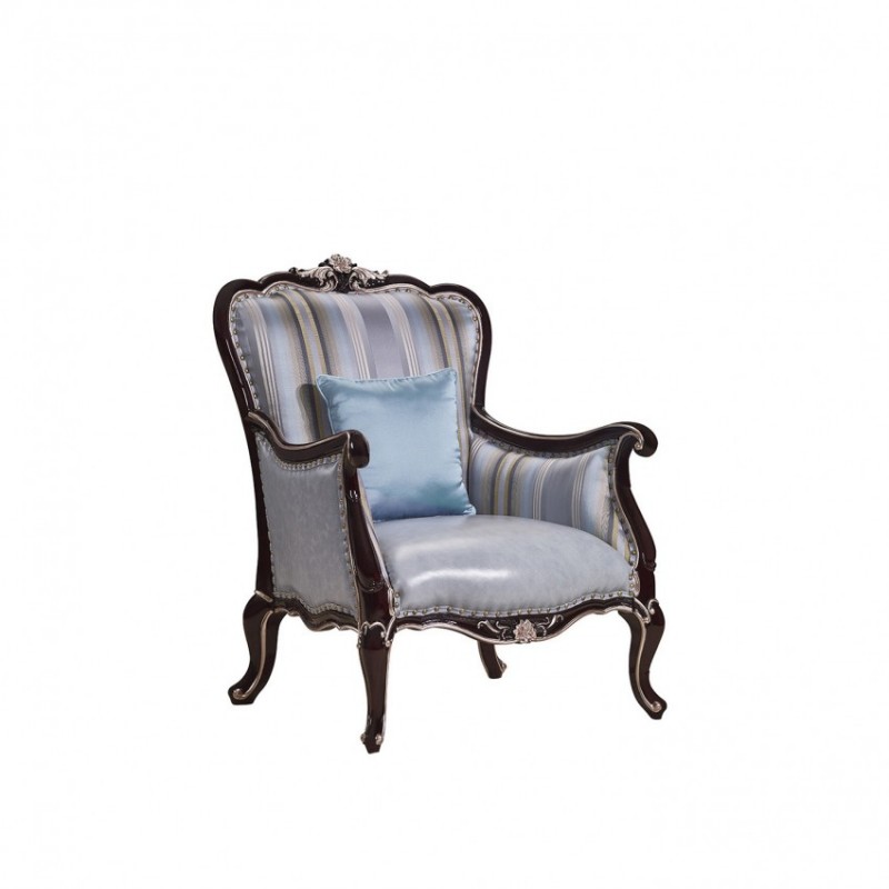 素颜法式简欧新古典客厅皮革单人沙发3327