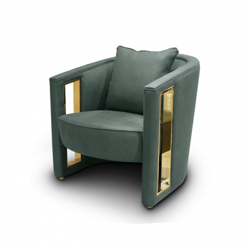 SF212-1 FC二代现代轻奢客厅绿色休闲椅/单人沙发