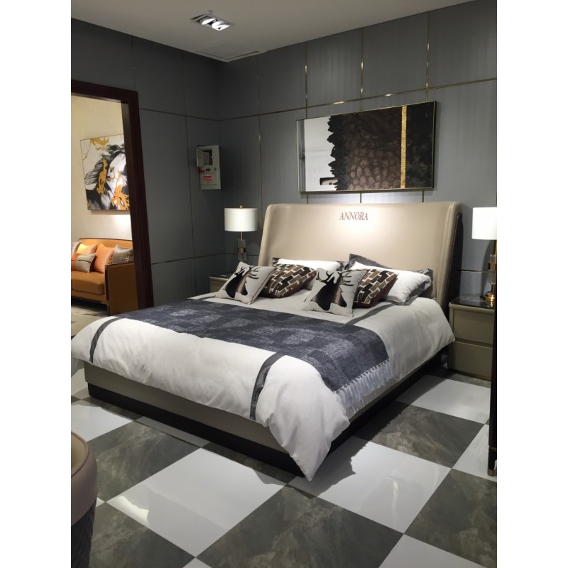 安邸轻奢卧室家具床床头柜 时尚轻奢大床—z515