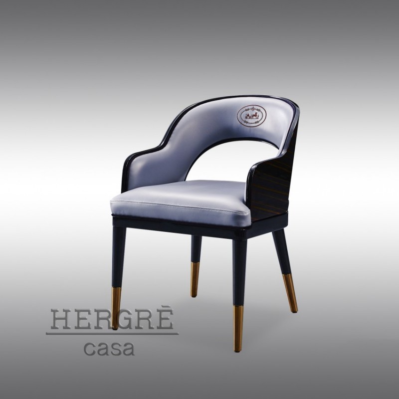 H203赫驰意式轻奢潮流餐厅金丝黑檀餐椅