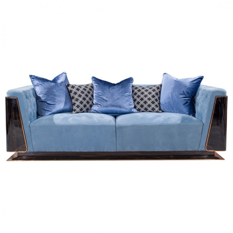 巴夏意式现代时尚轻奢客厅蓝色磨砂皮单人 二人 三人 四人沙发 ZD002