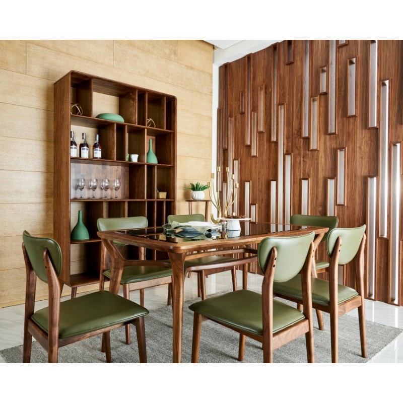 莫霞致简北欧风餐厅实木家具餐桌1607 餐椅1603 高边酒柜1605